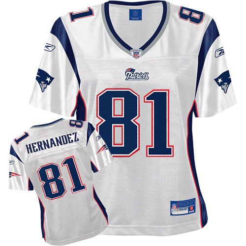 Patriots #81 Aaron Hernandez White Women's Team Stitched NFL Jersey
